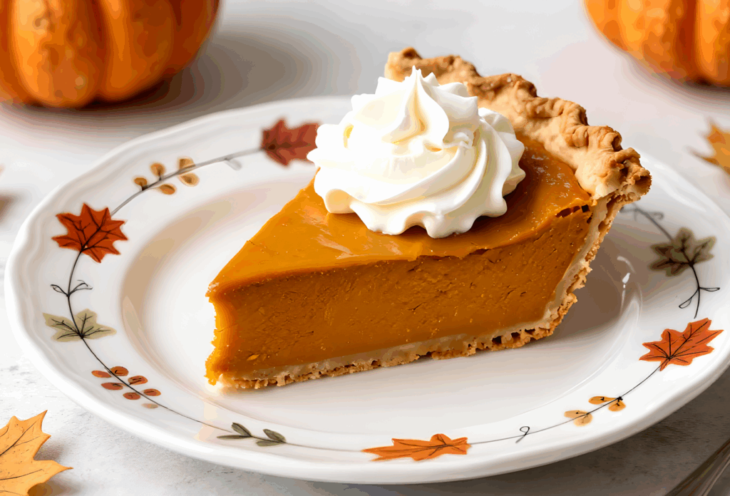 Pumpkin Pie slice with whipped cream
